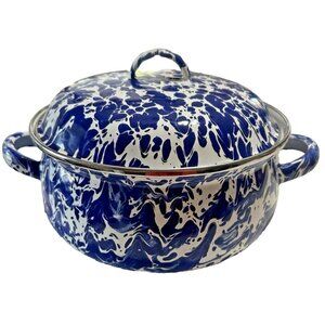 Golden Rabbit 4qt Dutch Oven Casserole Pot w Lid Cobalt Swirl Holidays